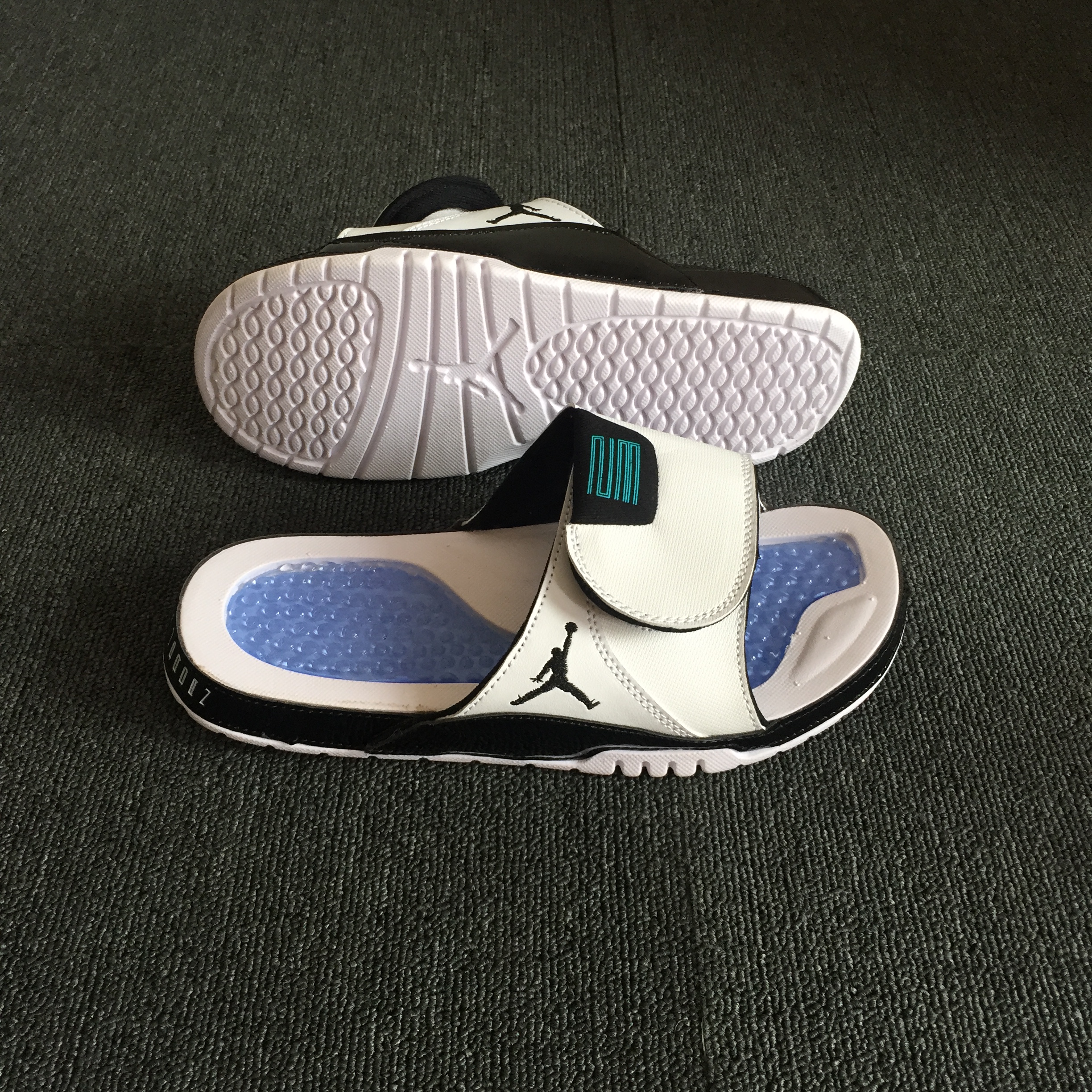 Air Jordan Hydro XI White Blue Black - Click Image to Close